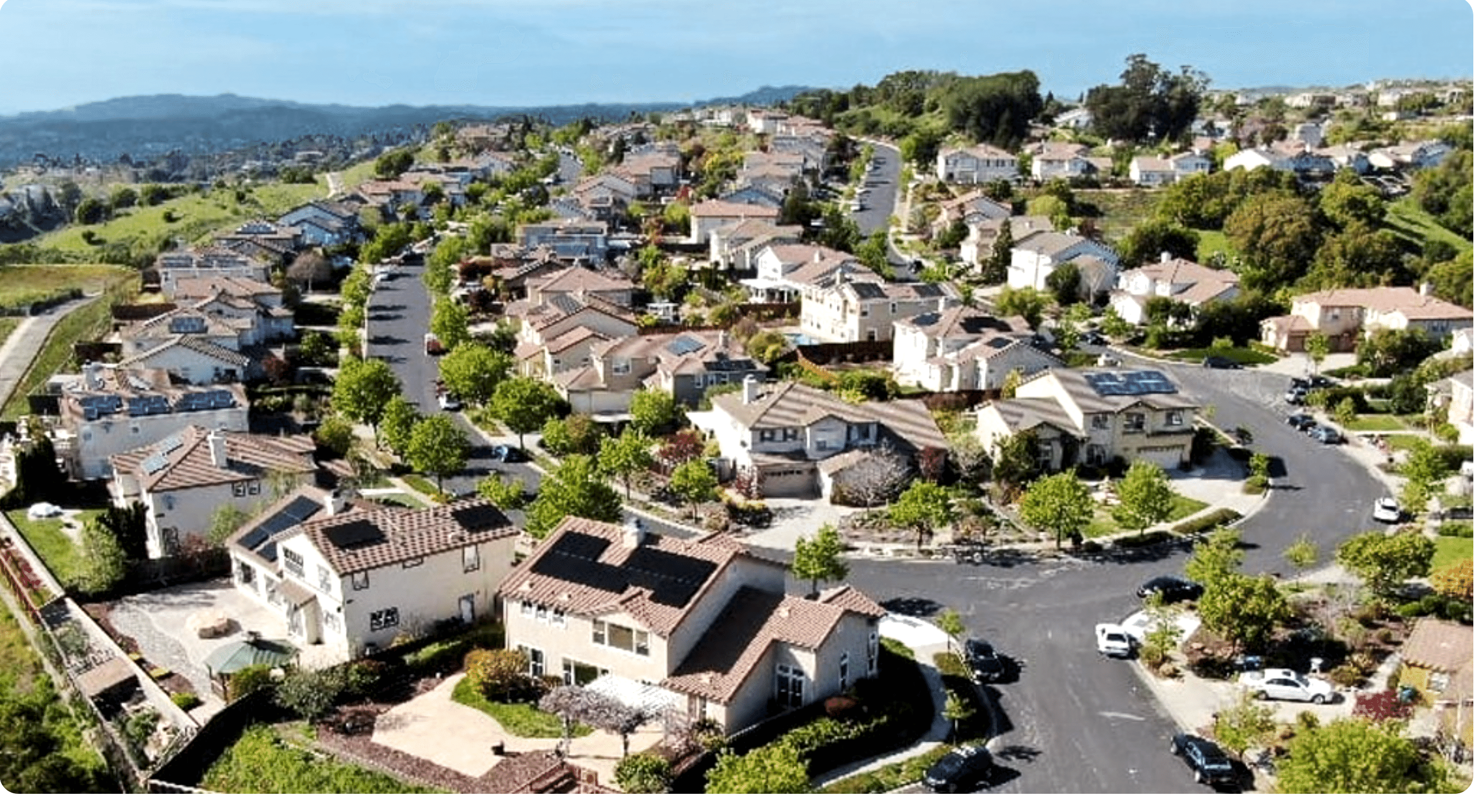 Solar panels installed on a sunny California home